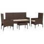 4-teiliges Gartenmöbel-Set und braune synthetische Rattankissen von vidaXL, Gartensets - Ref: Foro24-319499, Preis: 191,00 €,...