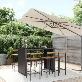 Bar table and garden stools 7 pieces acacia wood PE rattan black by vidaXL, Garden sets - Ref: Foro24-3187702, Price: 470,24 ...