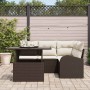 Conjunto de sofá de jardín con cojín 5 pcs Marrón Poliratán