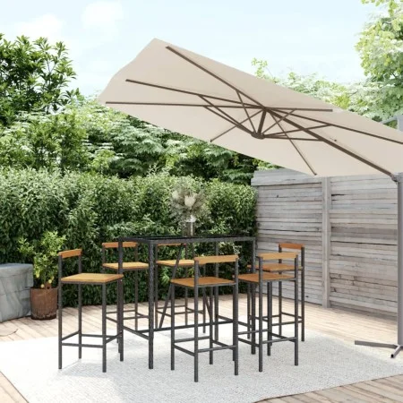 Bar table and garden stools 7 pieces acacia wood PE rattan black by vidaXL, Garden sets - Ref: Foro24-3187694, Price: 357,40 ...