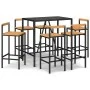 Bar table and garden stools 7 pieces acacia wood PE rattan black by vidaXL, Garden sets - Ref: Foro24-3187694, Price: 357,40 ...