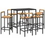 Bar table and garden stools 7 pieces acacia wood PE rattan black by vidaXL, Garden sets - Ref: Foro24-3187694, Price: 357,40 ...