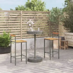 Garden high table and stools 3 pieces wood and gray PE rattan by vidaXL, Garden sets - Ref: Foro24-3187719, Price: 173,90 €, ...