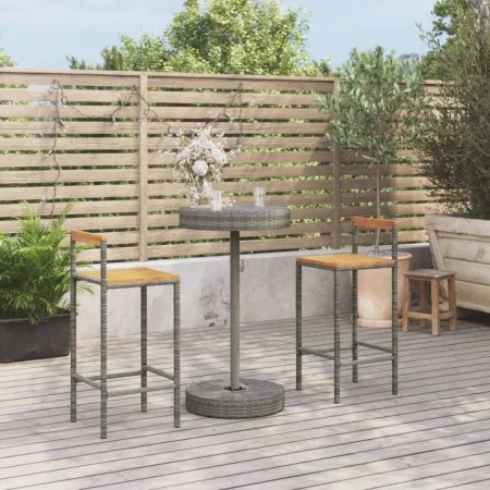 Garden high table and stools 3 pieces wood and gray PE rattan by vidaXL, Garden sets - Ref: Foro24-3187719, Price: 173,90 €, ...