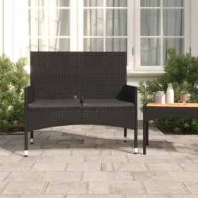 2-seater garden bench with black synthetic rattan cushions by vidaXL, garden benches - Ref: Foro24-319490, Price: 96,49 €, Di...