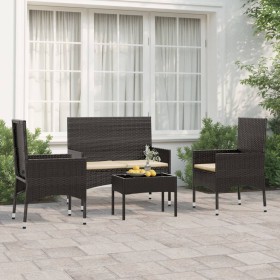 Gartenset mit Kissen 4-teilig aus schwarzem synthetischem Rattan von vidaXL, Gartensets - Ref: Foro24-319496, Preis: 182,83 €...