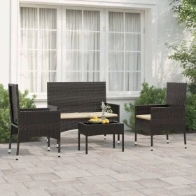 Gartenset mit Kissen 4-teilig aus schwarzem synthetischem Rattan von vidaXL, Gartensets - Ref: Foro24-319496, Preis: 179,71 €...