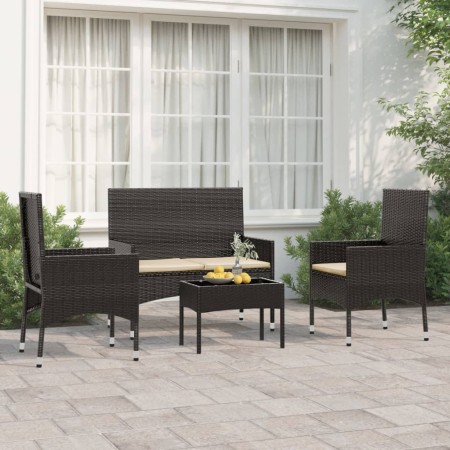 Garden set with cushions 4 pieces black synthetic rattan by vidaXL, Garden sets - Ref: Foro24-319496, Price: 182,83 €, Discou...
