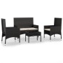 Garden set with cushions 4 pieces black synthetic rattan by vidaXL, Garden sets - Ref: Foro24-319496, Price: 182,83 €, Discou...