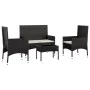 Gartenset mit Kissen 4-teilig aus schwarzem synthetischem Rattan von vidaXL, Gartensets - Ref: Foro24-319496, Preis: 179,71 €...