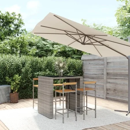 Bartisch und Gartenhocker 5 Stück Akazienholz PE Rattan grau von vidaXL, Gartensets - Ref: Foro24-3187701, Preis: 342,18 €, R...