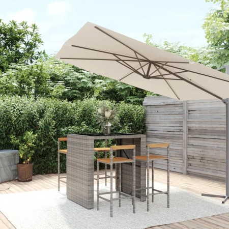 Bartisch und Gartenhocker 5 Stück Akazienholz PE Rattan grau von vidaXL, Gartensets - Ref: Foro24-3187701, Preis: 353,17 €, R...