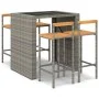 Bartisch und Gartenhocker 5 Stück Akazienholz PE Rattan grau von vidaXL, Gartensets - Ref: Foro24-3187701, Preis: 342,18 €, R...