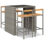 Bartisch und Gartenhocker 5 Stück Akazienholz PE Rattan grau von vidaXL, Gartensets - Ref: Foro24-3187701, Preis: 353,17 €, R...