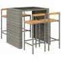 Bartisch und Gartenhocker 5 Stück Akazienholz PE Rattan grau von vidaXL, Gartensets - Ref: Foro24-3187701, Preis: 342,18 €, R...