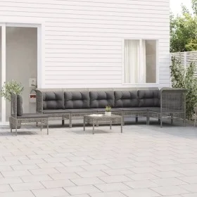 8-piece garden furniture set and gray synthetic rattan cushions by vidaXL, Garden sets - Ref: Foro24-3187527, Price: 432,16 €...