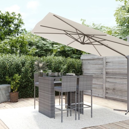 5-teiliger Gartentisch und hohe Hocker mit grauen PE-Rattankissen von vidaXL, Gartensets - Ref: Foro24-3187626, Preis: 483,96...