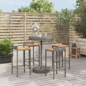 Bar table and garden stools 5 pieces acacia wood PE rattan gray by vidaXL, Garden sets - Ref: Foro24-3187717, Price: 249,49 €...