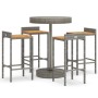 Bartisch und Gartenhocker 5 Stück Akazienholz PE Rattan grau von vidaXL, Gartensets - Ref: Foro24-3187717, Preis: 251,86 €, R...