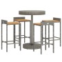 Bartisch und Gartenhocker 5 Stück Akazienholz PE Rattan grau von vidaXL, Gartensets - Ref: Foro24-3187717, Preis: 251,86 €, R...