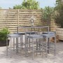 Mesa y taburetes altos jardín y cojines 7 pzas ratán PE gris de vidaXL, Conjuntos de jardín - Ref: Foro24-3187636, Precio: 30...