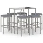 Hoher Gartentisch und Hocker und Kissen 7 Stk. PE Rattangrau von vidaXL, Gartensets - Ref: Foro24-3187636, Preis: 297,27 €, R...