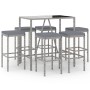 Mesa y taburetes altos jardín y cojines 7 pzas ratán PE gris de vidaXL, Conjuntos de jardín - Ref: Foro24-3187636, Precio: 30...