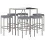 Mesa y taburetes altos jardín y cojines 7 pzas ratán PE gris de vidaXL, Conjuntos de jardín - Ref: Foro24-3187636, Precio: 30...