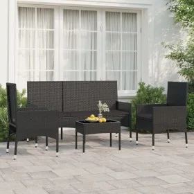 Garden set with 4-piece black synthetic rattan cushions by vidaXL, Garden sets - Ref: Foro24-319502, Price: 183,10 €, Discoun...