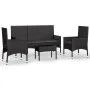 Garden set with 4-piece black synthetic rattan cushions by vidaXL, Garden sets - Ref: Foro24-319502, Price: 183,10 €, Discoun...