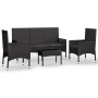 Juego de jardín con cojines 4 piezas ratán sintético negro de vidaXL, Conjuntos de jardín - Ref: Foro24-319502, Precio: 193,21 €