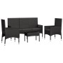 Garden set with 4-piece black synthetic rattan cushions by vidaXL, Garden sets - Ref: Foro24-319502, Price: 185,36 €, Discoun...