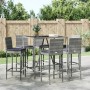 Garden table and high stools and cushions 7 pieces gray PE rattan by vidaXL, Garden sets - Ref: Foro24-3187646, Price: 406,69...