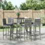 Mesa y taburetes altos jardín y cojines 7 pzas ratán PE gris de vidaXL, Conjuntos de jardín - Ref: Foro24-3187646, Precio: 40...
