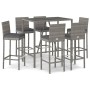 Garden table and high stools and cushions 7 pieces gray PE rattan by vidaXL, Garden sets - Ref: Foro24-3187646, Price: 406,69...