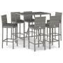 Mesa y taburetes altos jardín y cojines 7 pzas ratán PE gris de vidaXL, Conjuntos de jardín - Ref: Foro24-3187646, Precio: 40...