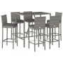 Mesa y taburetes altos jardín y cojines 7 pzas ratán PE gris de vidaXL, Conjuntos de jardín - Ref: Foro24-3187646, Precio: 40...
