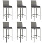 Garden table and high stools and cushions 7 pieces gray PE rattan by vidaXL, Garden sets - Ref: Foro24-3187646, Price: 406,69...