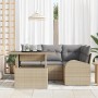 Conjunto de sofá de jardín con cojín 5 pcs Beige Poliratán