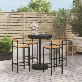 Bar table and garden stools 5 pieces acacia wood PE rattan black by vidaXL, Garden sets - Ref: Foro24-3187720, Price: 258,42 ...