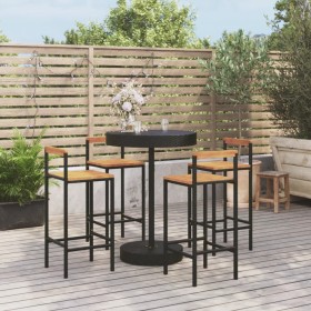 Bartisch und Gartenhocker 5 Stück Akazienholz PE Rattan schwarz von vidaXL, Gartensets - Ref: Foro24-3187720, Preis: 261,58 €...