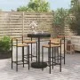 Bartisch und Gartenhocker 5 Stück Akazienholz PE Rattan schwarz von vidaXL, Gartensets - Ref: Foro24-3187720, Preis: 258,42 €...