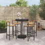 Bartisch und Gartenhocker 5 Stück Akazienholz PE Rattan schwarz von vidaXL, Gartensets - Ref: Foro24-3187720, Preis: 261,58 €...