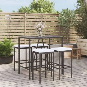Garden table and high stools 5 pieces and black PE rattan cushions by vidaXL, Garden sets - Ref: Foro24-3187633, Price: 229,8...
