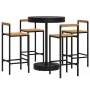 Bartisch und Gartenhocker 5 Stück Akazienholz PE Rattan schwarz von vidaXL, Gartensets - Ref: Foro24-3187720, Preis: 258,42 €...