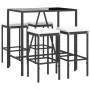 Garden table and high stools 5 pieces and black PE rattan cushions by vidaXL, Garden sets - Ref: Foro24-3187633, Price: 229,8...