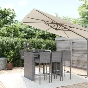 Gartentisch und hohe Hocker und Kissen 7 Stück graues PE-Rattan von vidaXL, Gartensets - Ref: Foro24-3187628, Preis: 505,05 €...