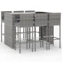 Garden table and high stools and cushions 7 pieces gray PE rattan by vidaXL, Garden sets - Ref: Foro24-3187628, Price: 505,05...