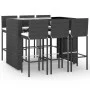 Garden table and high stools and cushions 7 pieces black PE rattan by vidaXL, Garden sets - Ref: Foro24-3187627, Price: 589,9...
