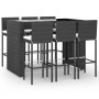 Mesa y taburetes altos jardín y cojines 7 pzas ratán PE negro de vidaXL, Conjuntos de jardín - Ref: Foro24-3187627, Precio: 5...